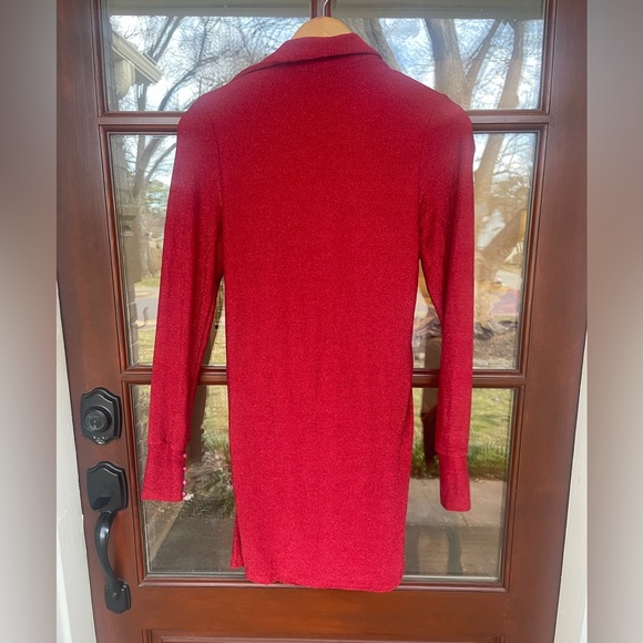 Never worn red shimmery Long sleeve dress - Picture 2 of 2